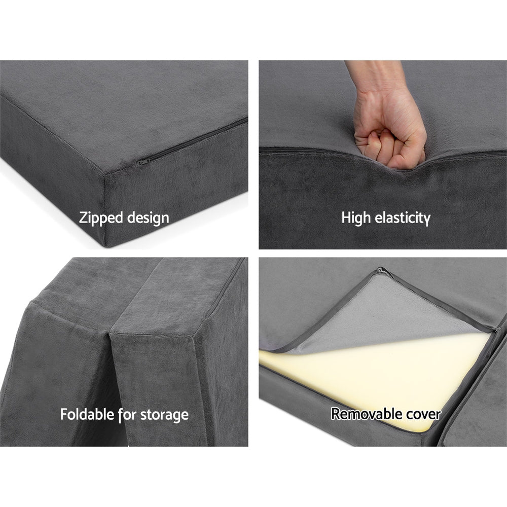 Giselle Bedding Foldable Mattress Folding Foam Bed Mat Single Grey - SuperSaverAU - view 6