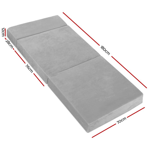Giselle Bedding Foldable Mattress Folding Foam Bed Mat Light Grey - SuperSaverAU - view 2