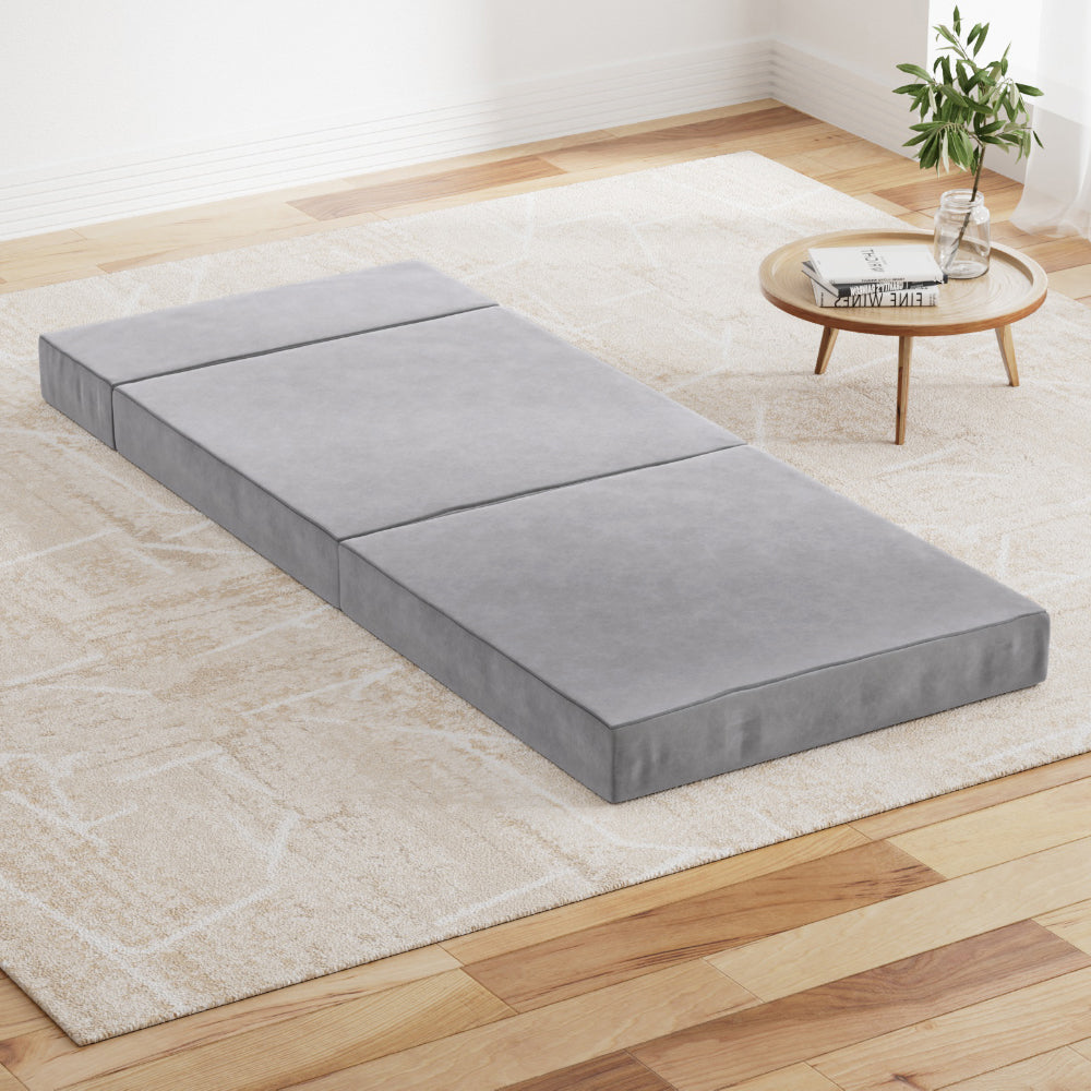 Giselle Bedding Foldable Mattress Folding Foam Bed Mat Light Grey - SuperSaverAU - view 1