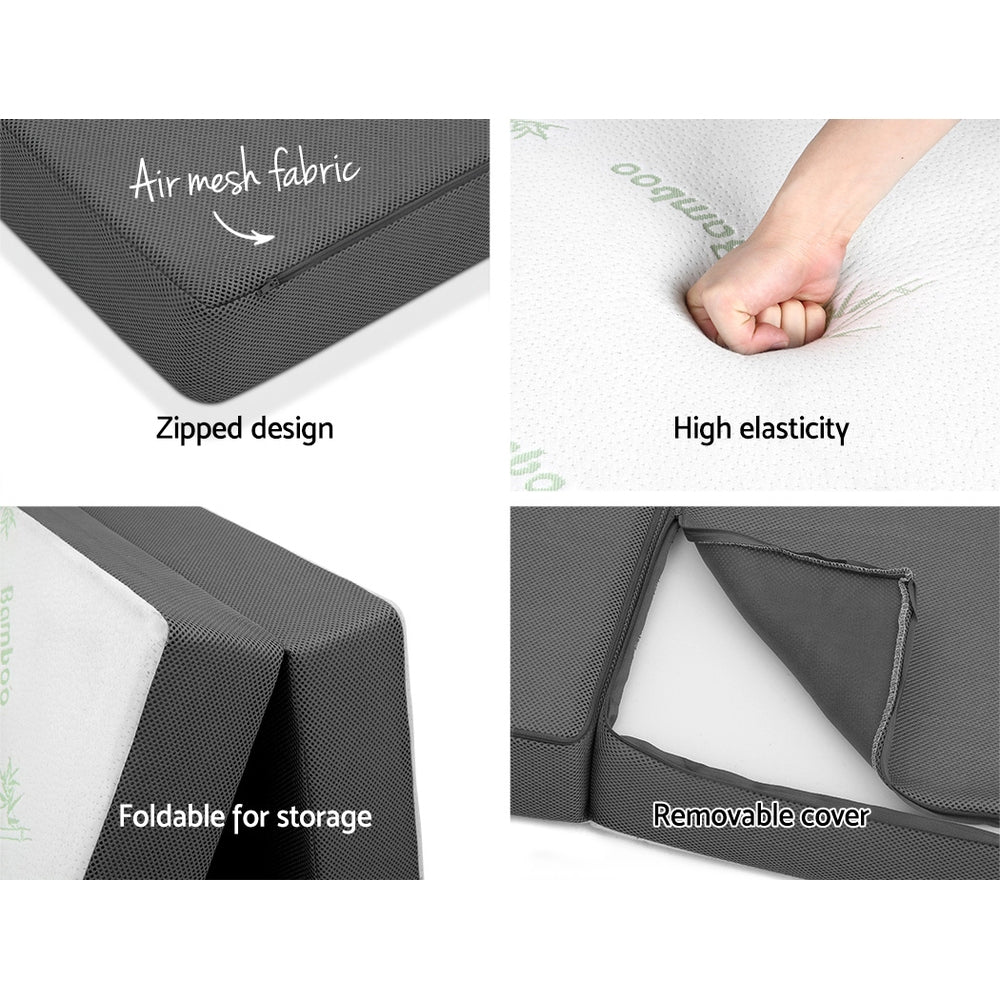 Giselle Bedding Foldable Mattress Folding Foam Single Bamboo - SuperSaverAU - view 6