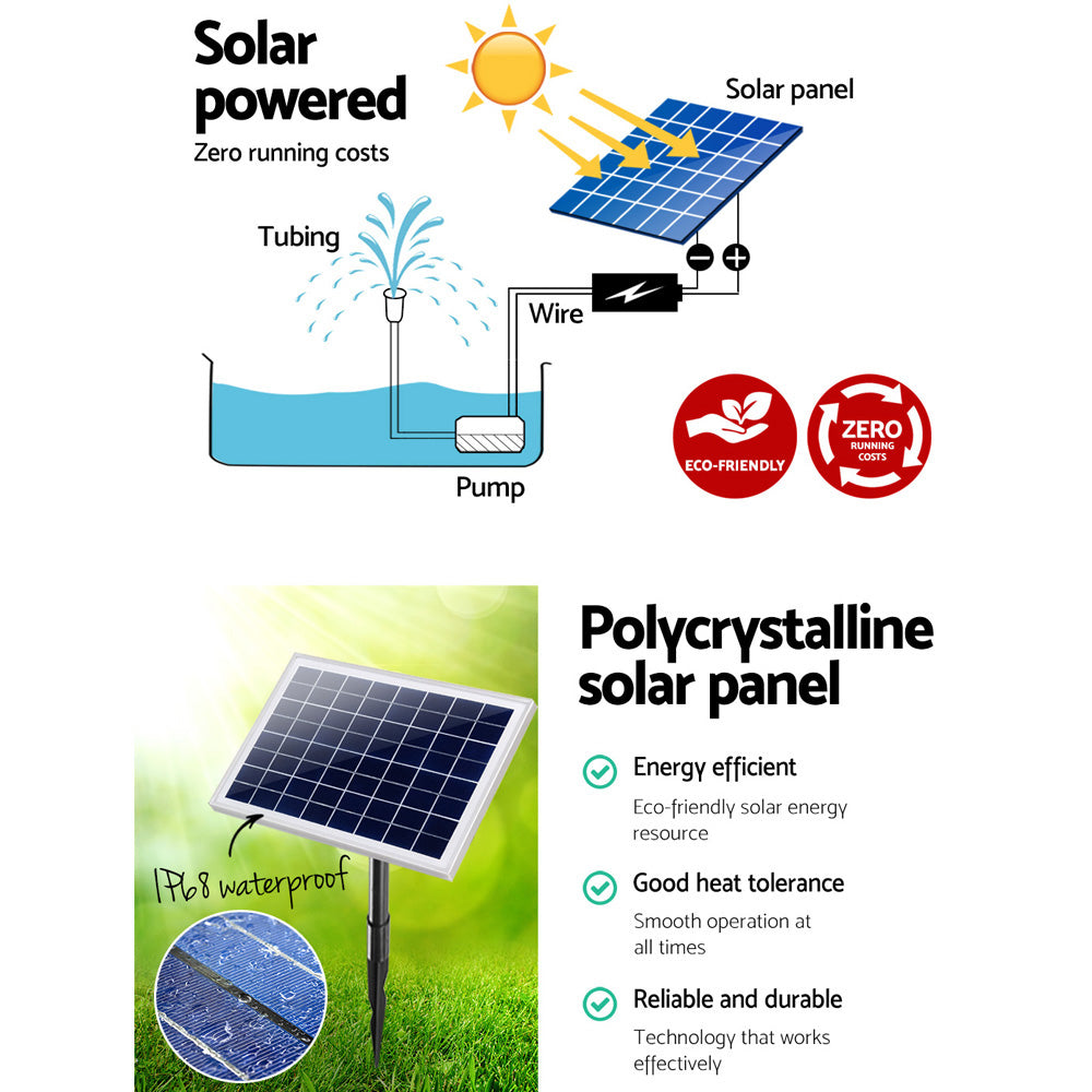 Gardeon Solar Powered Fountain 800L/H with Battery Kit & LED Lights 6.6FT - SuperSaverAU - view 4