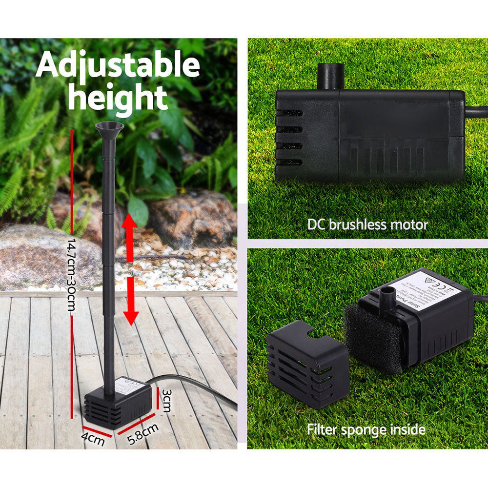 Gardeon Solar Outdoor Fountain Pump 4.4FT, 250L/H, Adjustable Height, 4 Nozzles - SuperSaverAU - view 5