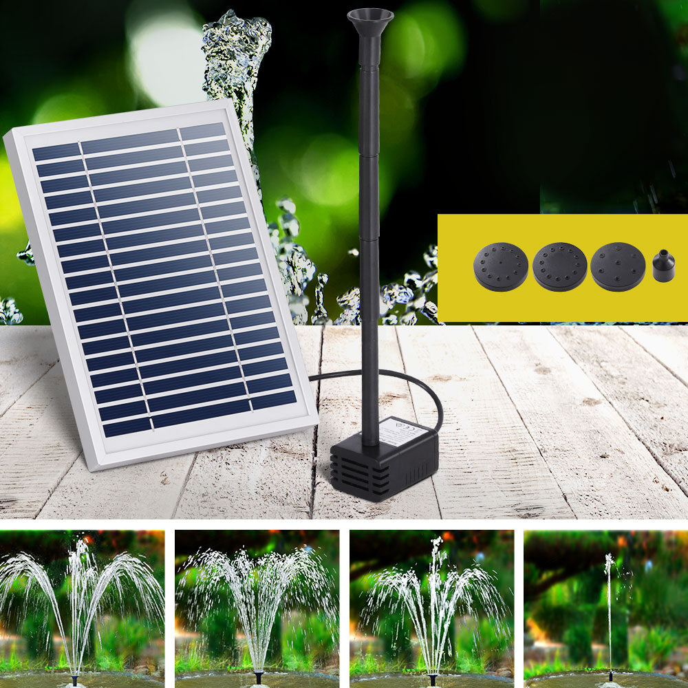 Gardeon Solar Outdoor Fountain Pump 4.4FT, 250L/H, Adjustable Height, 4 Nozzles
