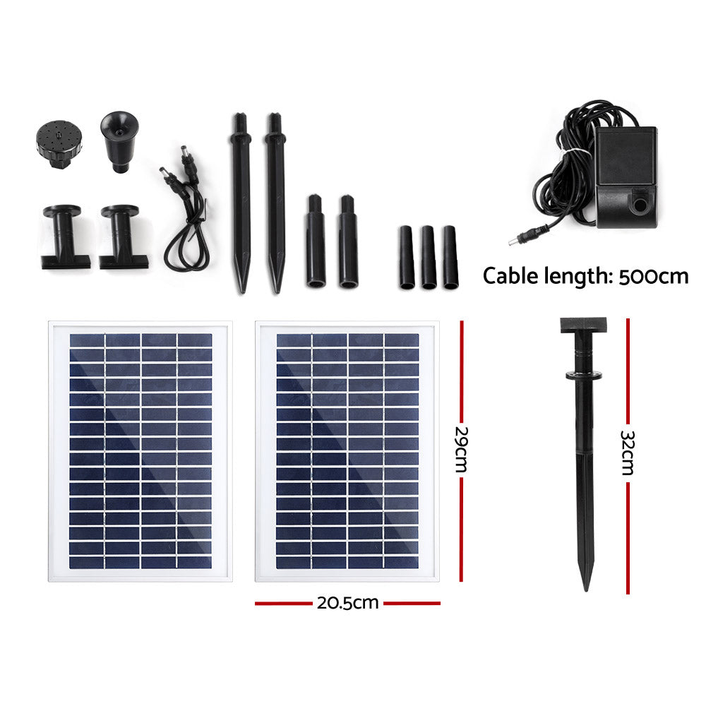Gardeon Solar Powered Fountain Kit 2 Panels 7.2FT, Energy-Efficient, Easy Set-Up - SuperSaverAU - view 2