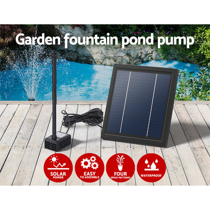Gardeon Solar Outdoor Fountain Pump 440L/H with 4 Nozzle Options, 6.1FT