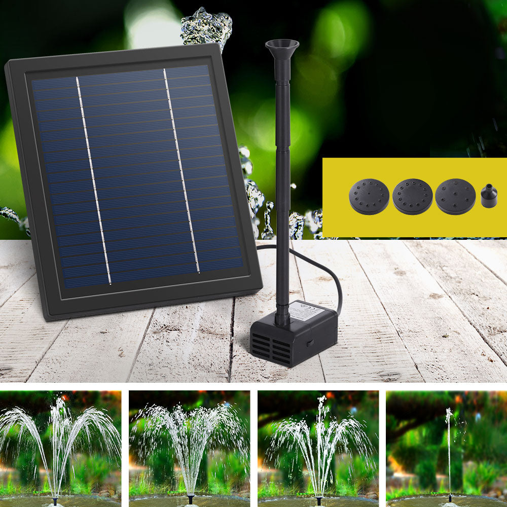 Gardeon Solar Outdoor Fountain Pump 440L/H with 4 Nozzle Options, 6.1FT