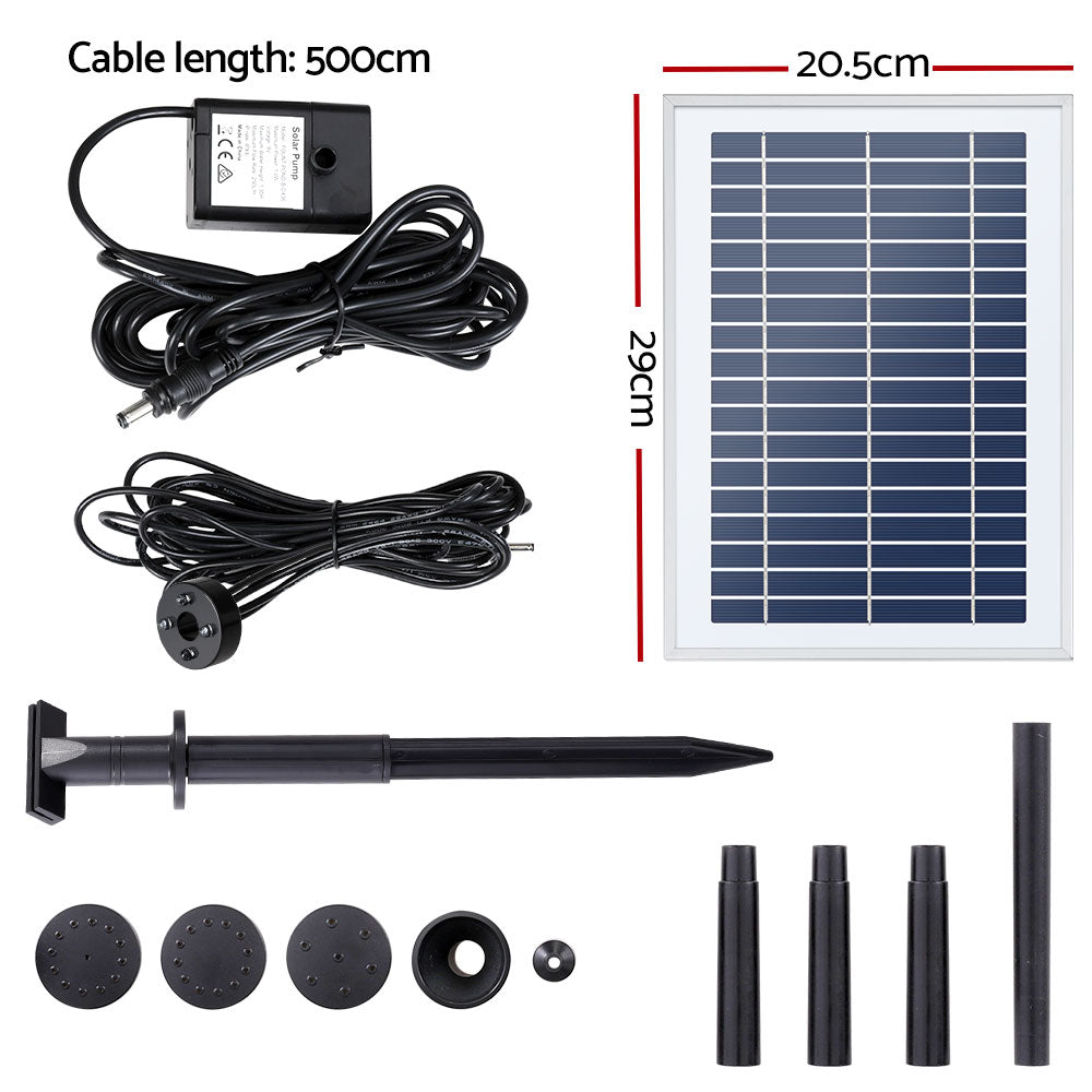 Gardeon Solar Outdoor Fountain Pump 250L/H with LED Lights, 4 Nozzles, 4.4FT - SuperSaverAU - view 2