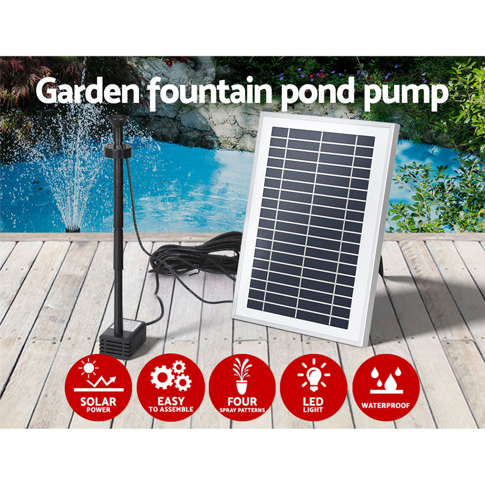 Gardeon Solar Outdoor Fountain Pump 250L/H with LED Lights, 4 Nozzles, 4.4FT - SuperSaverAU - view 3