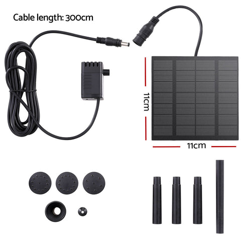 Gardeon Solar Outdoor Fountain Pump 2.6FT, 160L/H, Adjustable Height, 4 Nozzles - SuperSaverAU - view 1