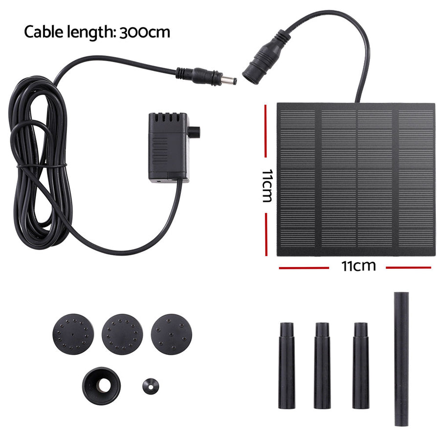 Gardeon Solar Outdoor Fountain Pump 2.6FT, 160L/H, Adjustable Height, 4 Nozzles - SuperSaverAU - view 1
