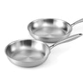 5-star Chef Stainless Steel Frypan Set 25/30cm Uncoated, Ergonomic Handles, Silver - SuperSaverAU - view 1