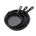 5-star Chef Cast Iron Frying Pan Set 3pcs, PFOA-Free, Non-Stick, Black - SuperSaverAU - view 1