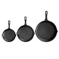 5-star Chef Cast Iron Frying Pan Set 3pcs, PFOA-Free, Non-Stick, Black - SuperSaverAU - view 3