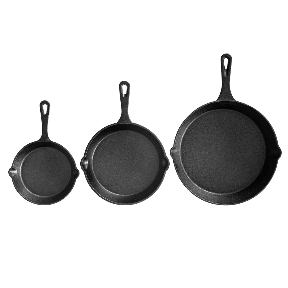 5-star Chef Cast Iron Frying Pan Set 3pcs, PFOA-Free, Non-Stick, Black - SuperSaverAU - view 3