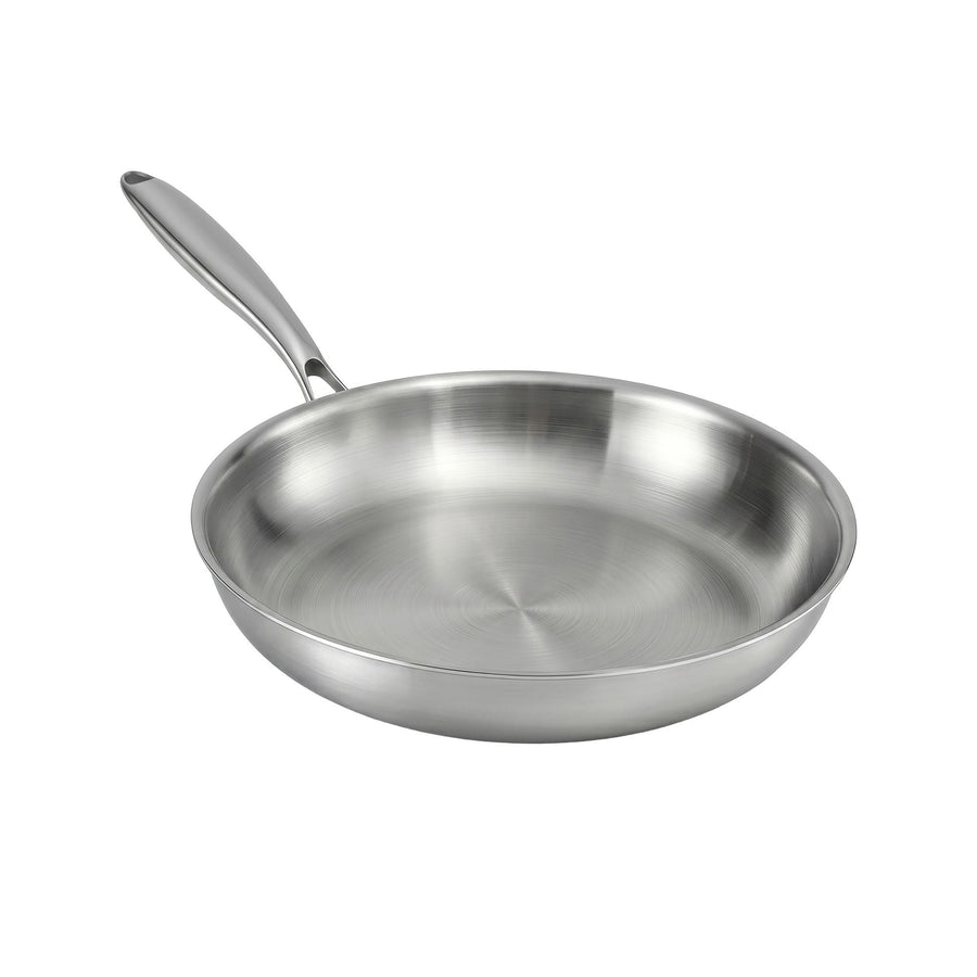 5-Star Chef 30cm Uncoated Tri-Ply Stainless Steel Frying Pan - Silver