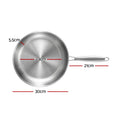 5-Star Chef 30cm Uncoated Tri-Ply Stainless Steel Frying Pan - Silver