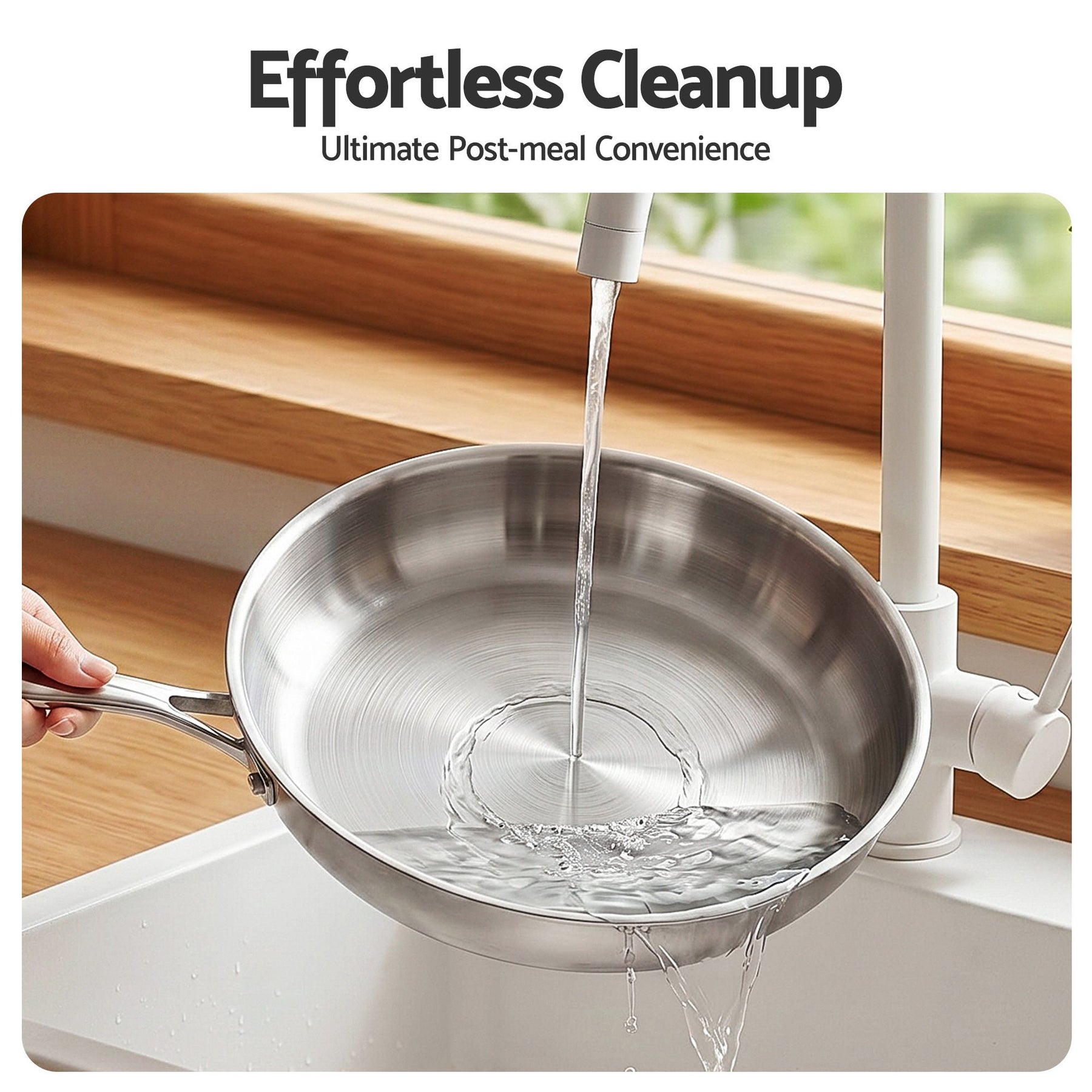 5-Star Chef 30cm Uncoated Tri-Ply Stainless Steel Frying Pan - Silver