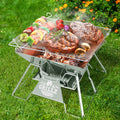 Grillz 2-in-1 Portable Fire Pit BBQ 34cm x 35cm with Carry Bag, Stainless Steel - SuperSaverAU - view 1