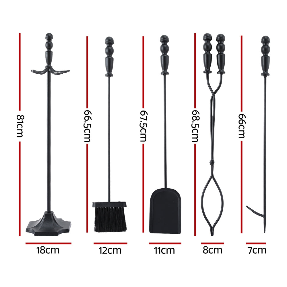 Grillz Fireplace Tool Set 4 PCS - Cast Iron, Heat-Resistant, Freestanding - SuperSaverAU - view 2