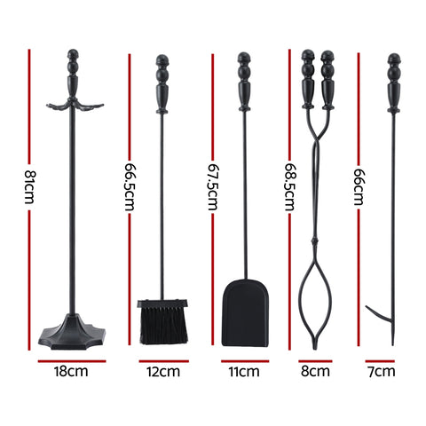 Grillz Fireplace Tool Set 4 PCS - Cast Iron, Heat-Resistant, Freestanding - SuperSaverAU - view 2