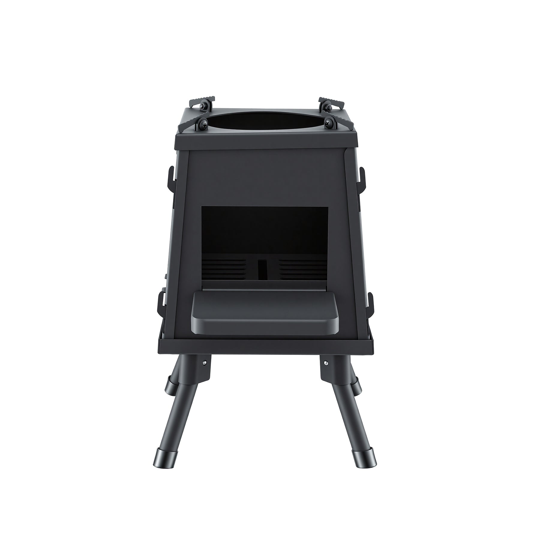 Grillz Portable Fire Pit BBQ – Black Foldable Cast Iron Stove with Carry Bag