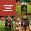 Grillz Portable Fire Pit BBQ – Black Foldable Cast Iron Stove with Carry Bag