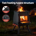 Grillz Portable Fire Pit BBQ – Black Foldable Cast Iron Stove with Carry Bag
