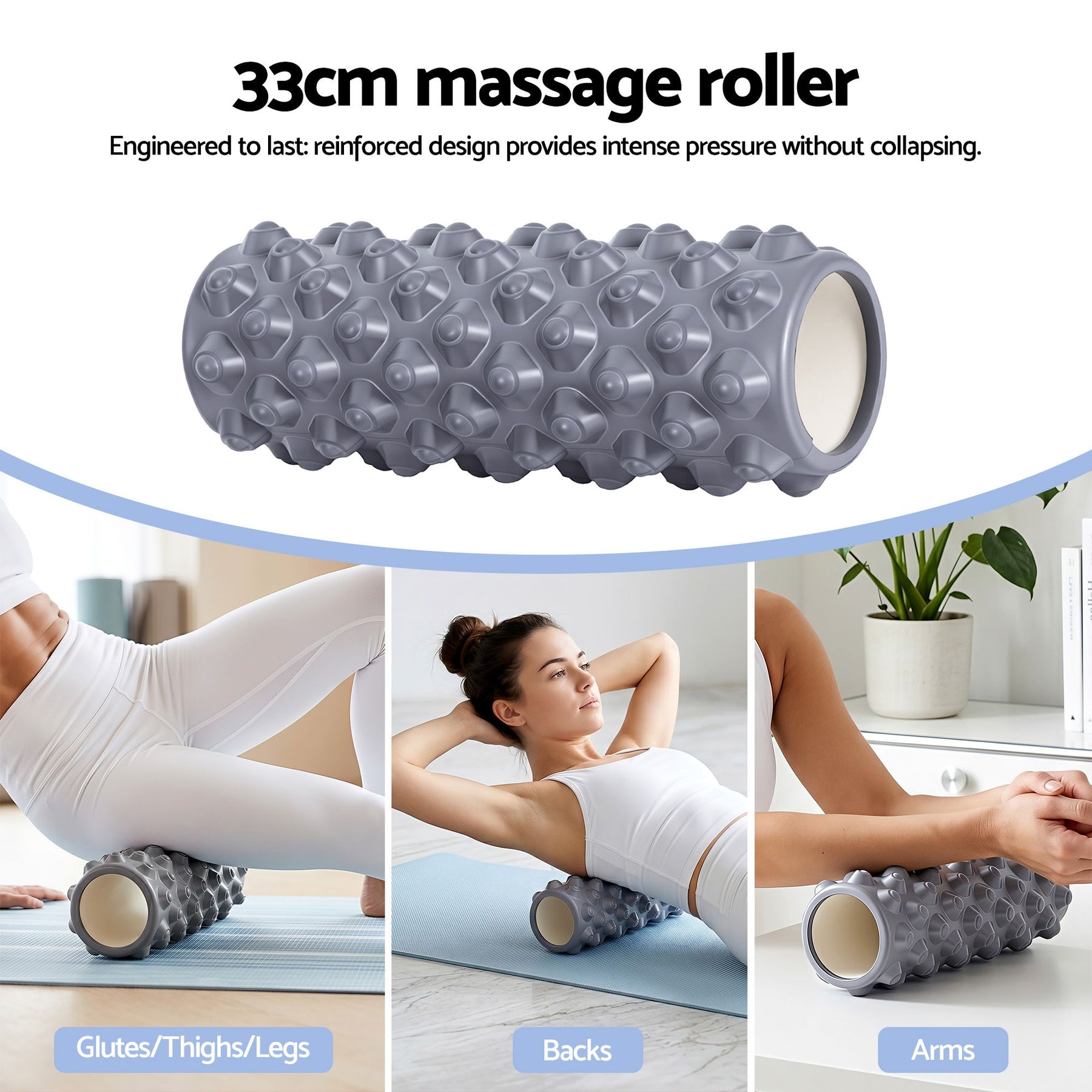 Everfit 3-in-1 Foam Roller Set with Massage Stick - Grey