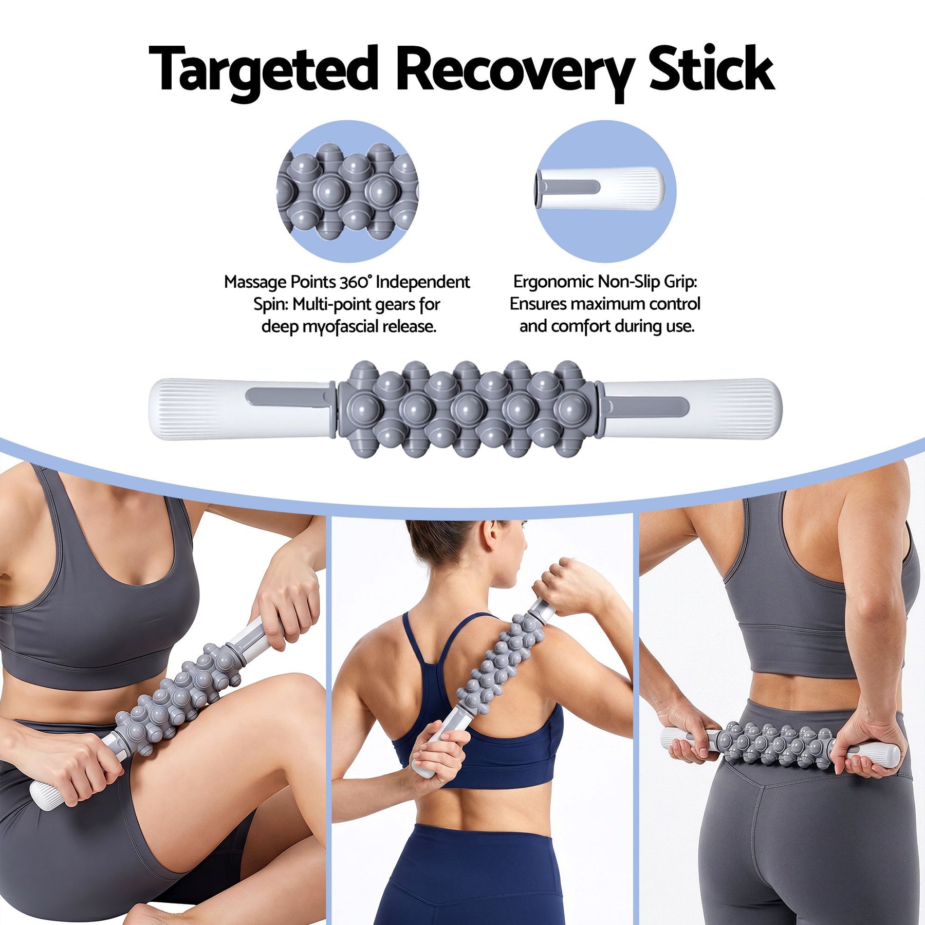 Everfit 3-in-1 Foam Roller Set with Massage Stick - Grey