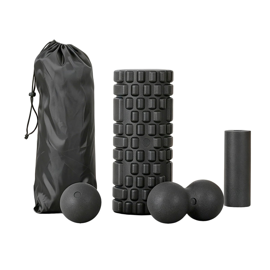Everfit 4-in-1 Foam Roller Set with Storage Bag - Black
