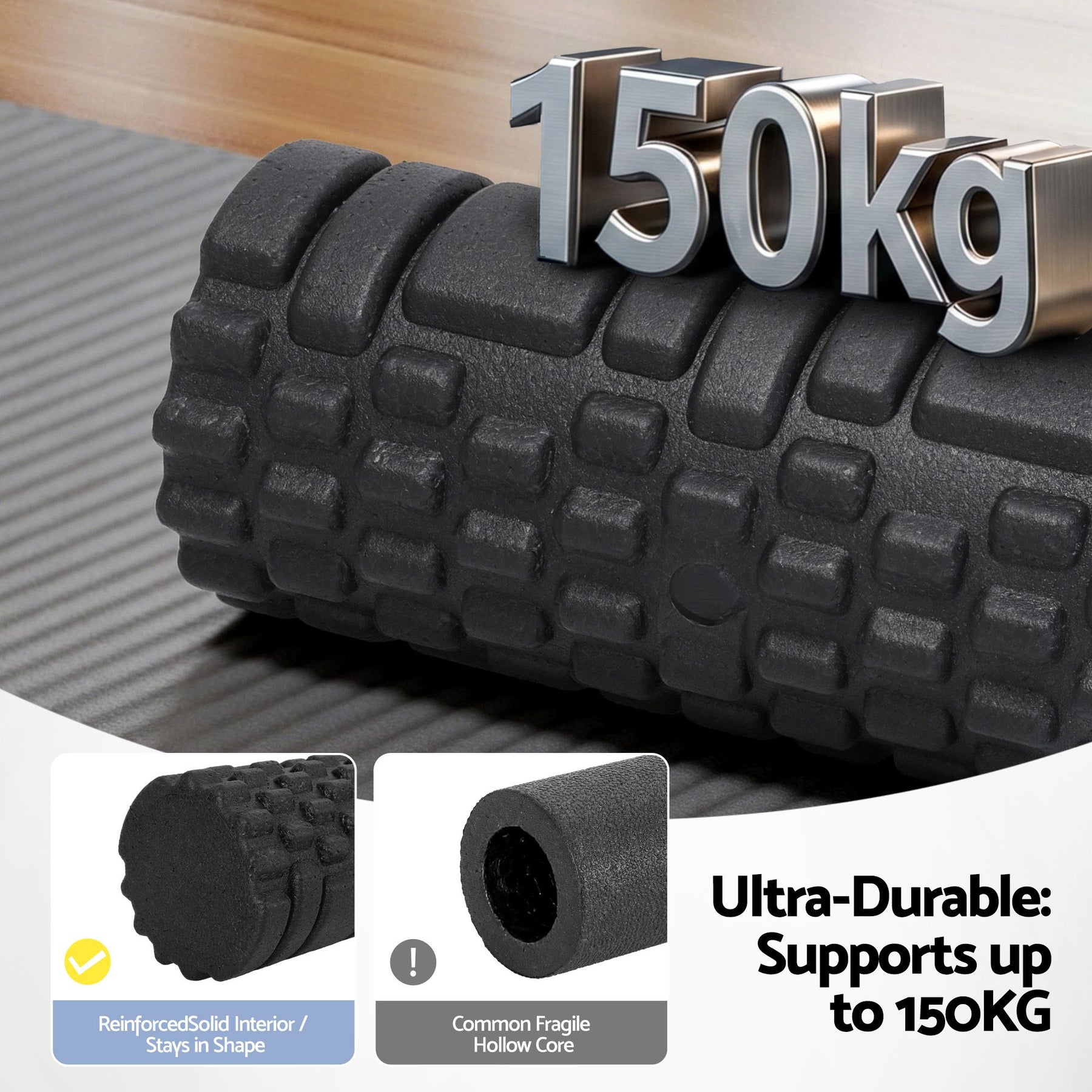 Everfit 4-in-1 Foam Roller Set with Storage Bag - Black