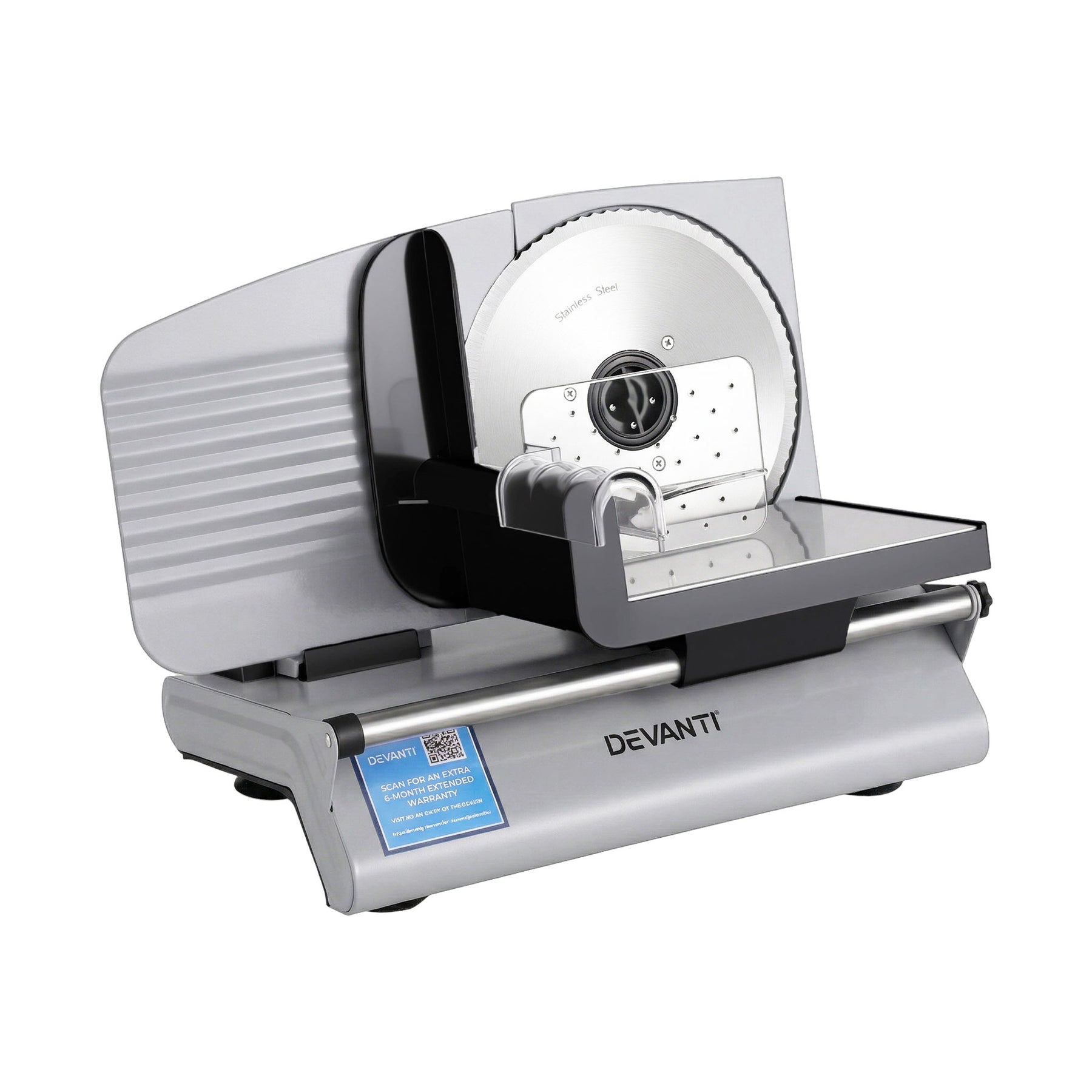 Devanti Meat Slicer Bread Vegetable, 200W Power 0-15mm Adjustable Easy Clean Stable Stainless Steel Blade Food Slicer for Kitchen Commercial, Silver - SuperSaverAU - view 9