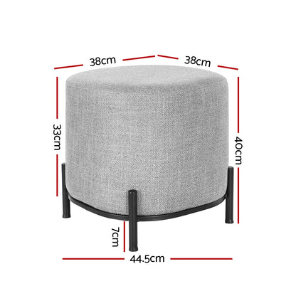 Artiss Square Ottoman Foot Stool in Grey Linen