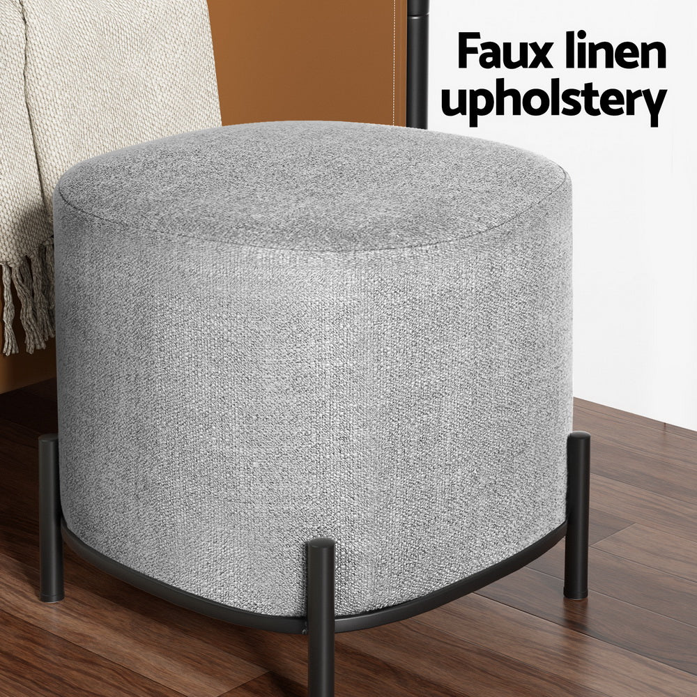 Artiss Square Ottoman Foot Stool in Grey Linen