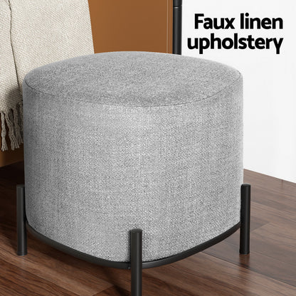 Artiss Square Ottoman Foot Stool in Grey Linen