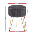 Artiss Round Velvet Foot Stool - Grey, MDF Frame, Metal Legs - SuperSaverAU - view 2