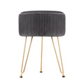 Artiss Round Velvet Foot Stool - Grey, MDF Frame, Metal Legs - SuperSaverAU - view 3