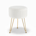 Artiss Round Velvet Footstool with Storage - White - SuperSaverAU - view 1
