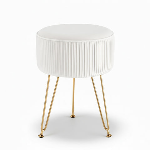 Artiss Round Velvet Footstool with Storage - White - SuperSaverAU - view 1