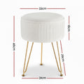 Artiss Round Velvet Footstool with Storage - White - SuperSaverAU - view 2