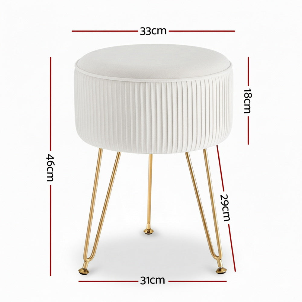 Artiss Round Velvet Footstool with Storage - White - SuperSaverAU - view 2