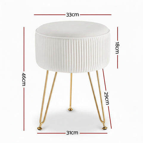 Artiss Round Velvet Footstool with Storage - White - SuperSaverAU - view 2