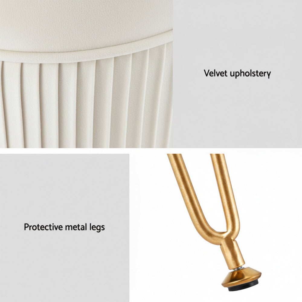 Artiss Round Velvet Footstool with Storage - White