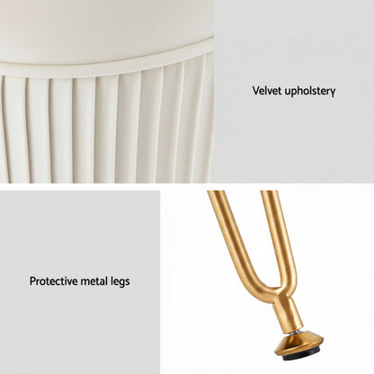 Artiss Round Velvet Footstool with Storage - White