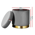 Artiss Velvet Ottoman Storage Footstool - Charcoal, Stylish Storage Solution - SuperSaverAU - view 2