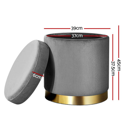 Artiss Velvet Ottoman Storage Footstool - Charcoal, Stylish Storage Solution