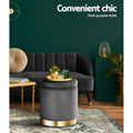Artiss Velvet Ottoman Storage Footstool - Charcoal, Stylish Storage Solution - SuperSaverAU - view 6