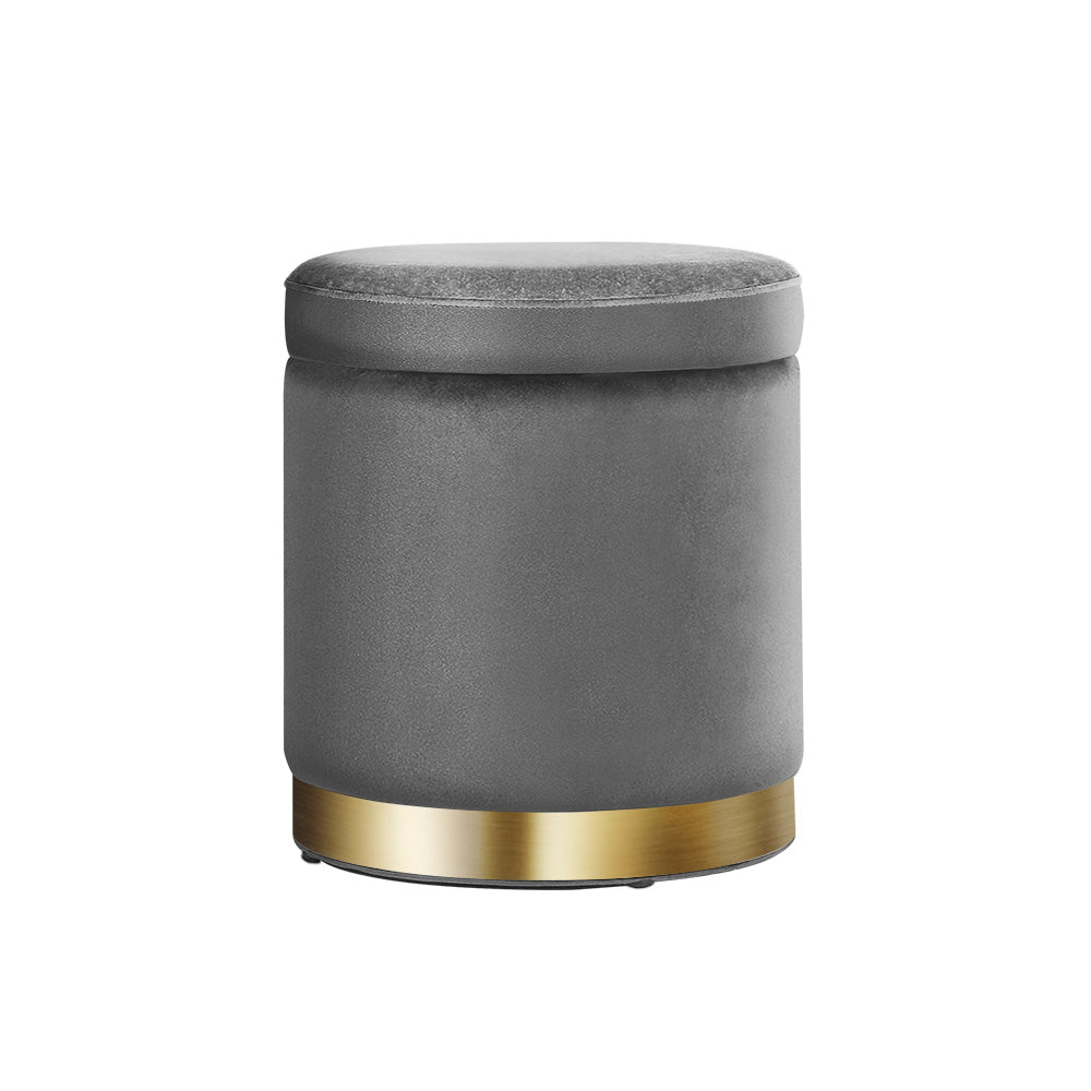Artiss Velvet Ottoman Storage Footstool - Charcoal, Stylish Storage Solution - SuperSaverAU - view 7