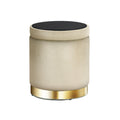 Artiss Velvet Ottoman Storage Footstool - Cream, Elegant Design - SuperSaverAU - view 3