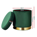 Artiss Velvet Ottoman Storage Footstool - Green, Stylish & Functional - SuperSaverAU - view 2